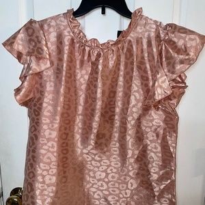 Women's Metallic Rose Gold / Blush Leopard Print Blouse